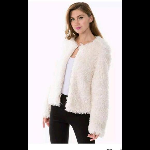 Ashley International Concepts Sherpa Fleece Zippered Jacket White Size Large - Picture 1 of 9